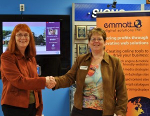Lynn Zimmer of YWCA Peterborough and Kim Appleton of Emmatt Digital Solutions Inc.